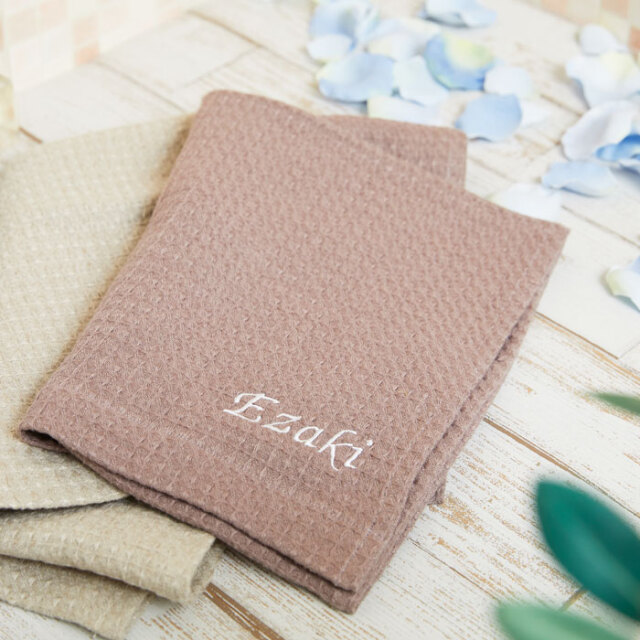 誕生日プレゼントや出産祝いなら名入れ リネン フェイスタオル ワッフル