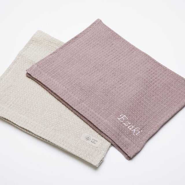 誕生日プレゼントや出産祝いなら名入れ リネン フェイスタオル ワッフル