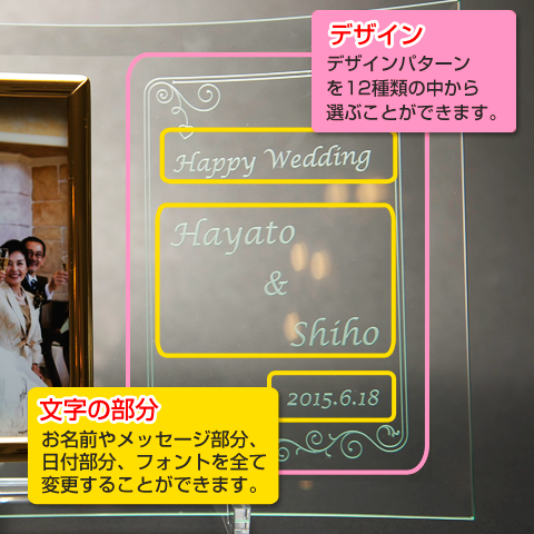 結婚式でのご両親へのプレゼントなどに名入れフォトフレーム　L版用