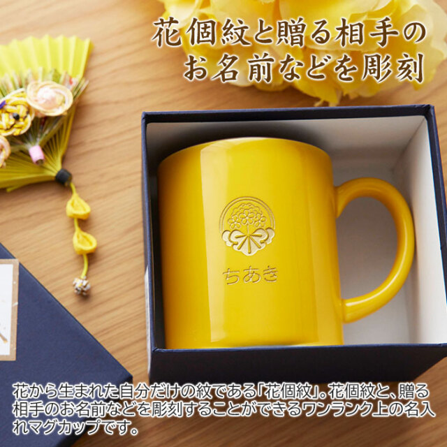 花個紋と贈る相手のお名前などを彫刻