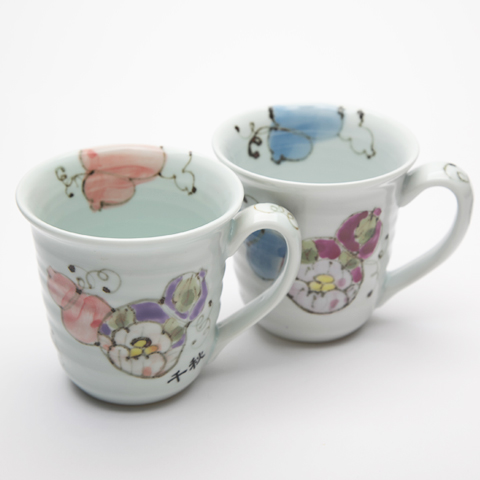 有田焼名入れマグカップ 花六瓢（はなむびょう） コーヒーカップ　還暦祝いのプレゼント