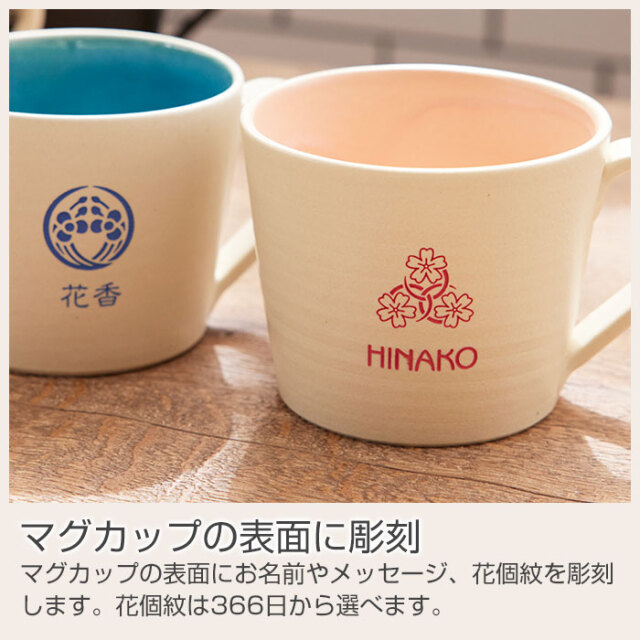 母の日プレゼント 花個紋 名入れマグカップ 信楽焼 シュガーマグ｜名