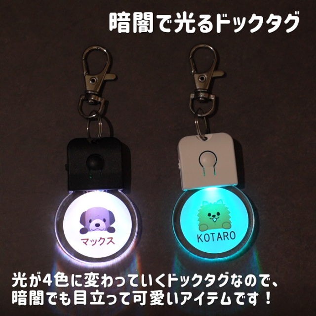 愛犬や愛猫のためにオーダーメイド光るドックタグ｜名入れプレゼントKARIN