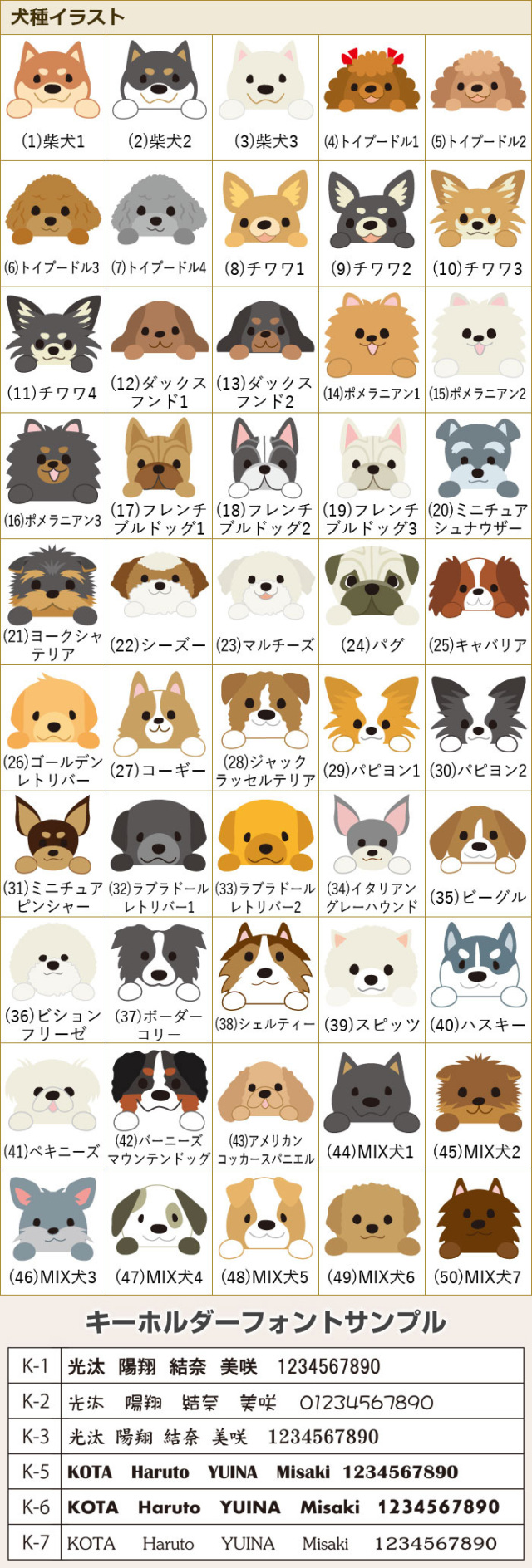 犬種イラストと書体サンプル