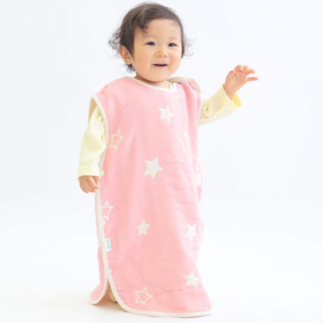 赤ちゃんのご出産祝いなら名前入り 出産祝い 6層ガーゼスリーパー ジャガード織 星柄