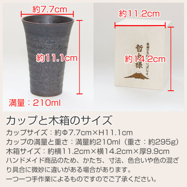マグカップと木箱のサイズ