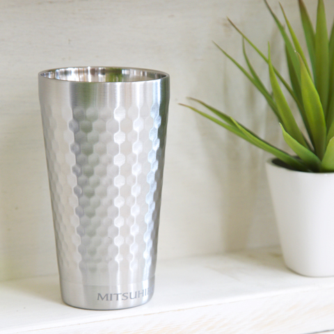 誕生日や退職祝いなどに二重断熱　名入れタンブラー　アイスキューブ付