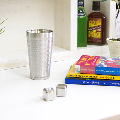 誕生日や退職祝いなどに二重断熱　名入れタンブラー　アイスキューブ付