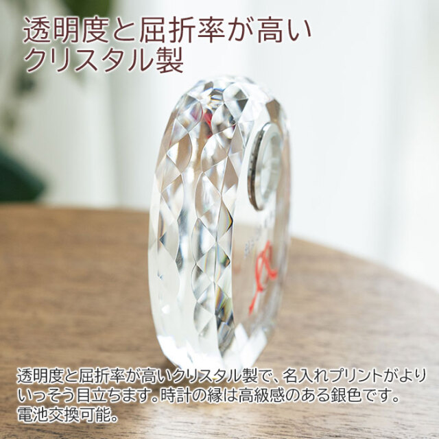 透明度と屈折率が高いクリスタル製