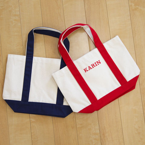 誕生日などに丈夫な帆布バック・刺繍で名入れ　ミニヘビートートバック