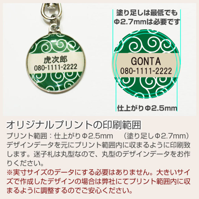 オリジナルプリントの印刷範囲