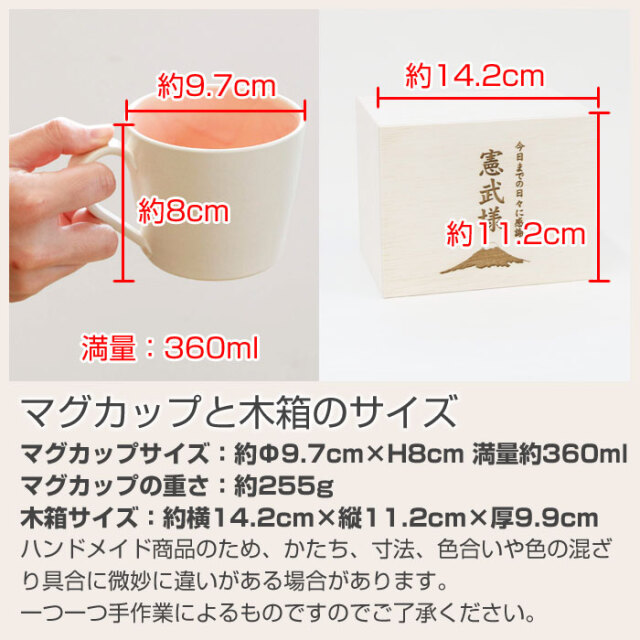 マグカップと木箱のサイズ