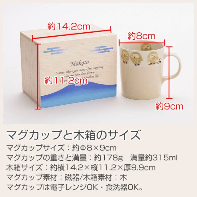 マグカップと木箱のサイズ