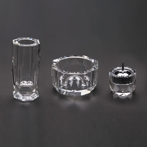 オーダーメイドペット位牌・メモリアルクリスタル　ミラー　五具足セット（仏器膳付き）