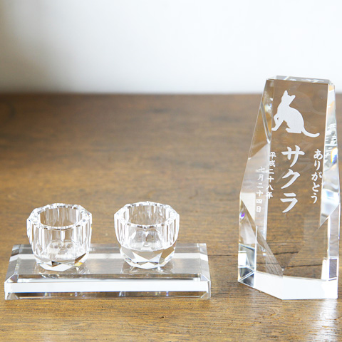 メモリアルクリスタル　ペンタゴン　仏器・茶湯器セット