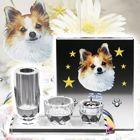 メモリアルクリスタル　オブロング　PHOT用　三具足セット（仏器膳付き）