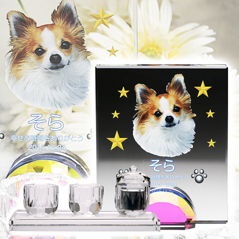 メモリアルクリスタル　オブロング　PHOT用　手元供養+仏器・茶湯器セット