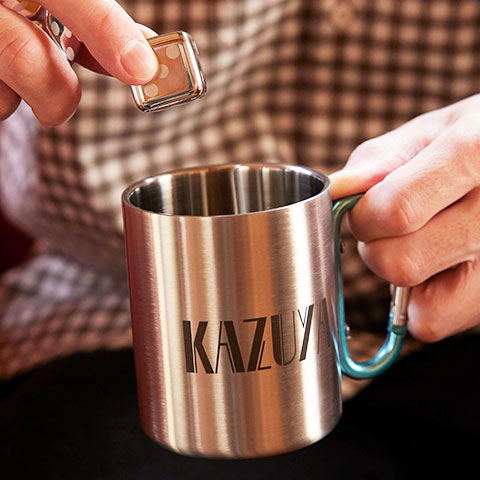 オリジナルペアマグカップ 二重断熱 350ml ペアマグカップ＆フローズンキューブ2Pセット　Laser[手描き・オリジナルデザイン]