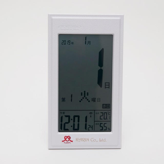 オリジナルプリント 革風 デジタル 日めくり電波時計 UV[手描き・オリジナルデザイン]