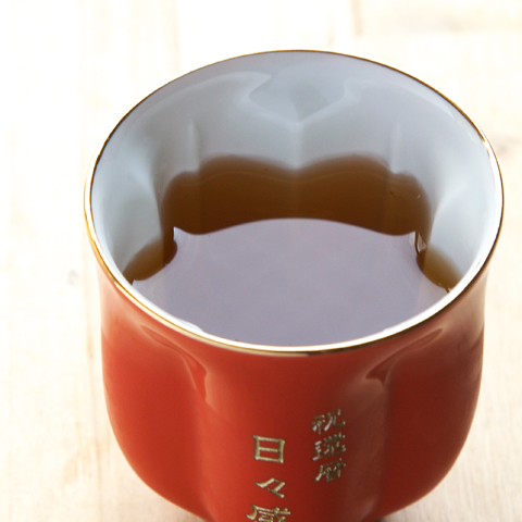 名入れ長寿祝い 茶碗・湯呑みセット朱色