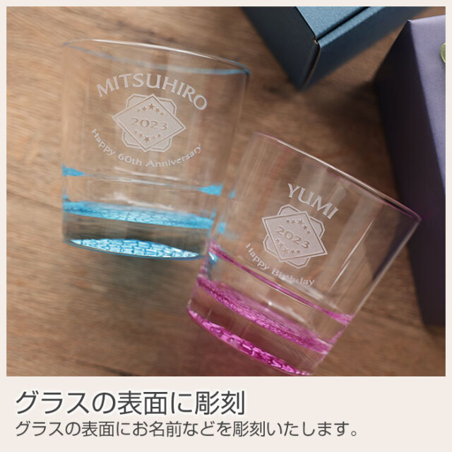 グラスの表面に彫刻