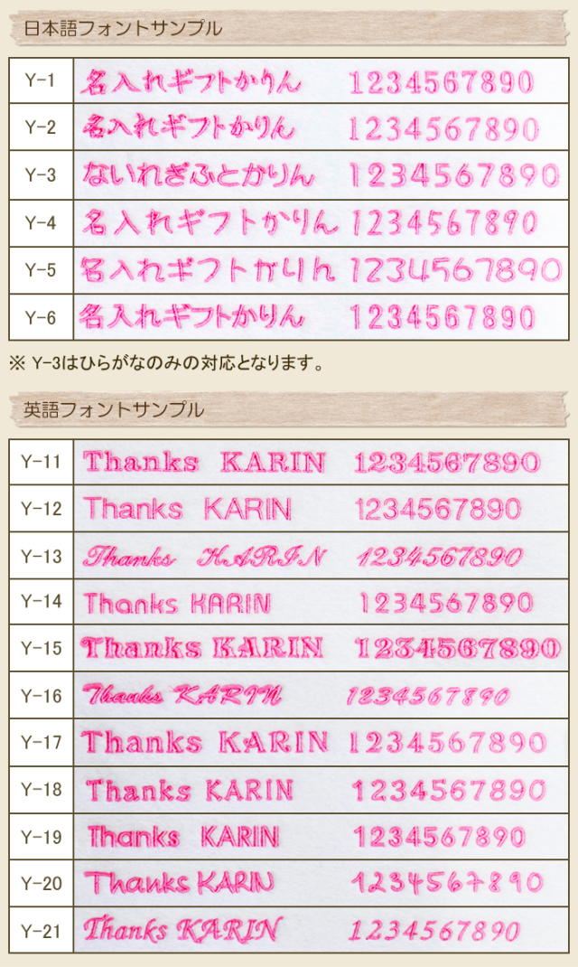 刺繍フォントサンプル