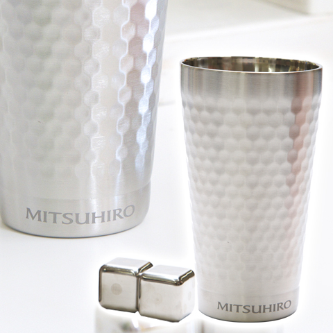 ご主人への結婚記念日に・二重断熱　名入れタンブラー　アイスキューブ付