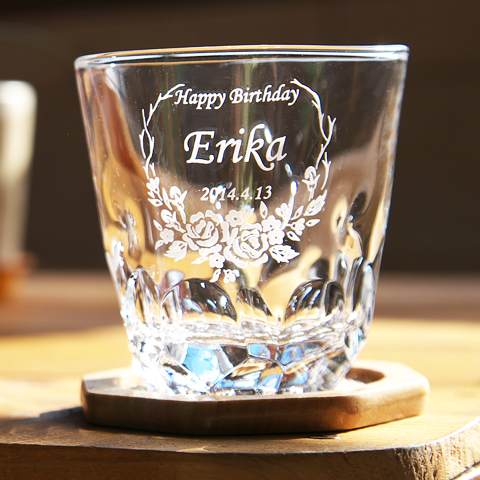 焼酎グラス えくぼオンザロック フラワーズは彼女や奥様への