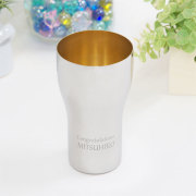 オリジナルステンレス製タンブラー TSUBAME 内面24金メッキ仕上げ440ml [手描き・オリジナルデザイン]