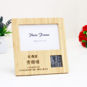 大きな写真も飾れる オリジナルフォトフレーム クロック スクエア 天然竹 [手描き・オリジナルデザイン]