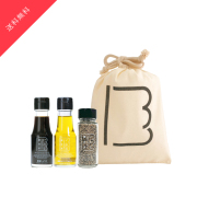 【送料無料】巾着入り調味料３種おためしセット（しょうゆ・オリーブオイル・黒胡椒）