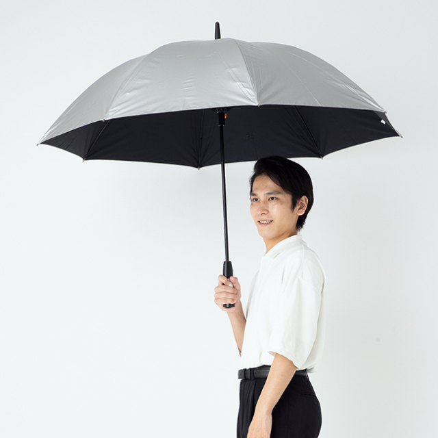 扇風機付き日傘 シルバーコーティング／ブラック 70cm 男女兼用