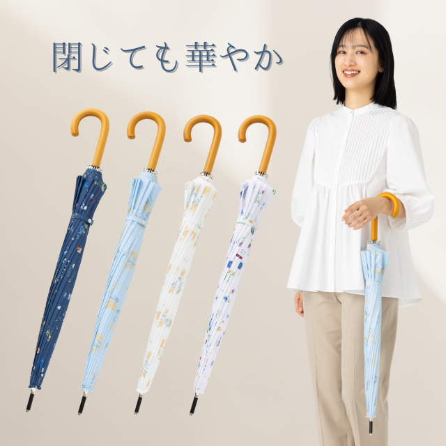 16本骨ジャンプ傘 ミモザ/花柄 55cm｜傘の専門店【リーベン】