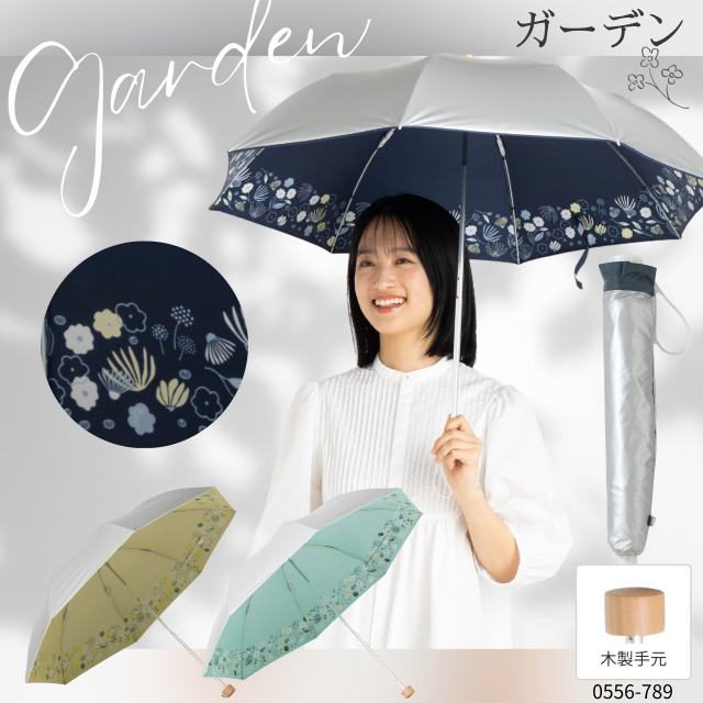 折りたたみ日傘 UV晴雨兼用軽量折傘 シルバー／花柄 【日傘と傘の専門