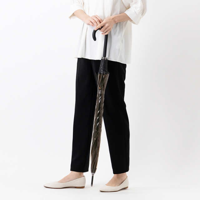 大きいクリアブラウンジャンプ傘 65cm×8本骨 ビニール傘【日傘と傘の