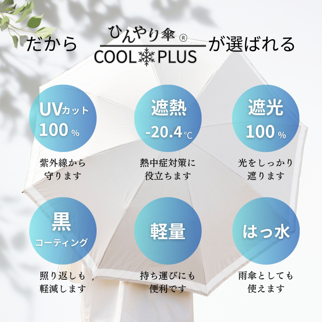 日傘 クールプラス UV遮熱遮光折傘 リボン（晴雨兼用） 50cm×8本骨