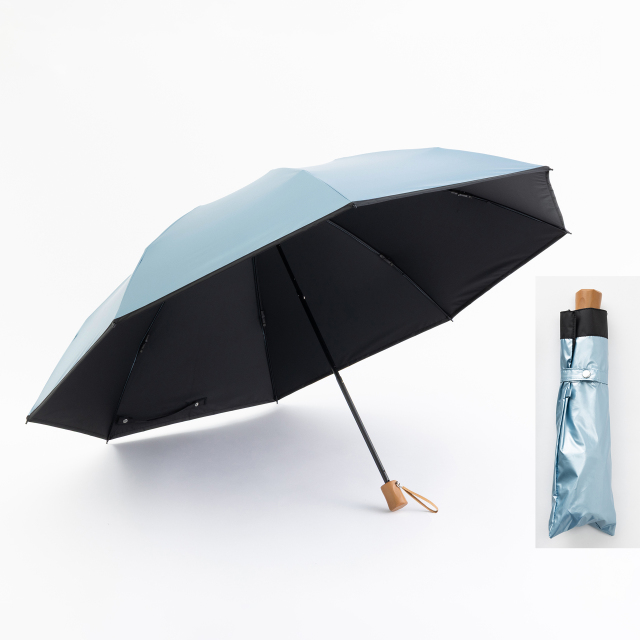 UV 晴雨兼用 大きい3つ折傘 60cm×8本骨 シルバー ＜ひんやり傘＞