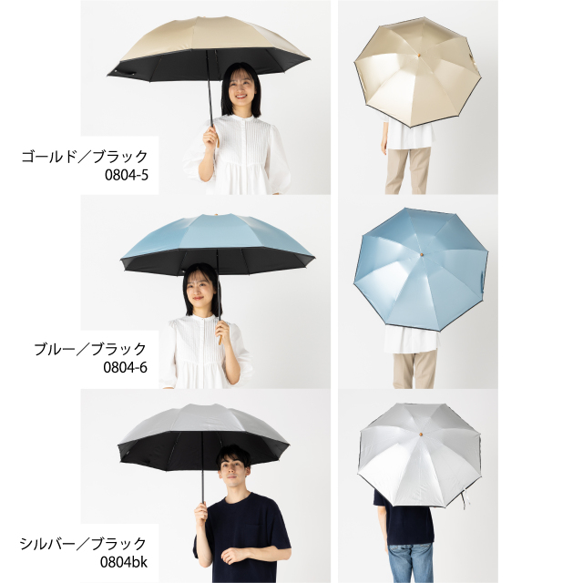 UV 晴雨兼用 大きい3つ折傘 60cm×8本骨 シルバー ＜ひんやり傘＞