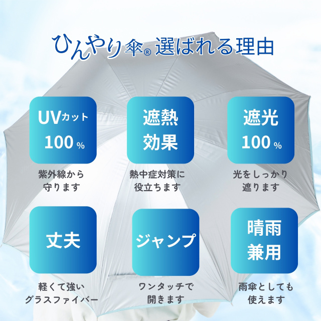 UV晴雨兼用ジャンプ傘 シルバー 60cm｜日傘専門店【リーベン】