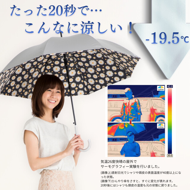 UV晴雨兼用ジャンプ傘 シルバー／花柄 55cm｜傘と日傘専門店【リーベン】
