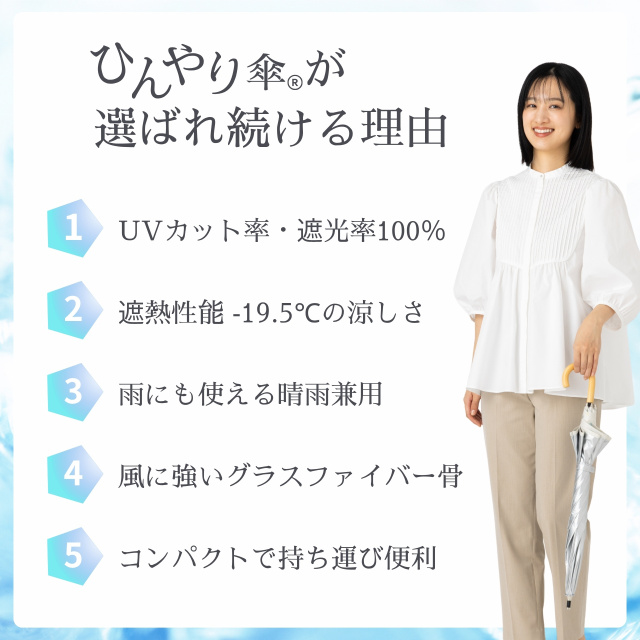 UV 晴雨兼用ショート傘 水彩風花柄 シルバー 50cm ひんやり傘 LIEBEN-1801