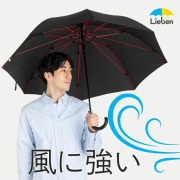 耐風骨ジャンプ傘 65cm ブラック LIEBEN-0123 【送料無料(一部地域除く】