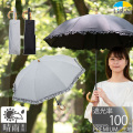 ＵＶ遮熱遮光折傘　フリル　晴雨兼用　50cm×8本骨　クールプラス　LIEBEN-0516 【送料無料(一部地域除く】
