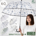 【2026年新柄(リーフネイビー)追加】透明プリントジャンプ傘　60cm　ビニール傘 　LIEBEN-0647,0648,0649 【送料無料(一部地域除く】