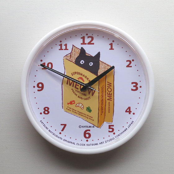 【猫柄】カツミアート（松下カツミ）掛け時計：ショッピングバッグ