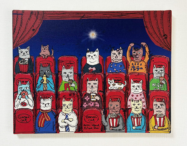 原画作品F6（ジクレー版画）松下カツミ：シネマキャット