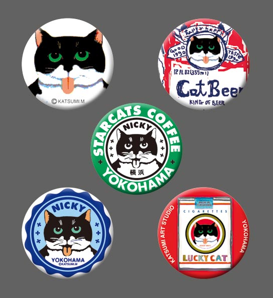 カツミアート猫柄缶バッチ：ニッキー