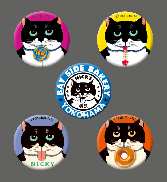 カツミアート猫柄缶バッチ：ニッキー-B