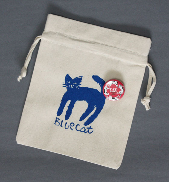 【猫柄】カツミアート（松下カツミ）猫柄きんちゃく袋：BLUE CAT