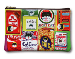 【猫柄】カツミアート（松下カツミ）猫柄ポーチ：パッケージパロディー